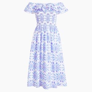 The Akilah Nap Dress - Blue Shell Mosaic Cotton NWT